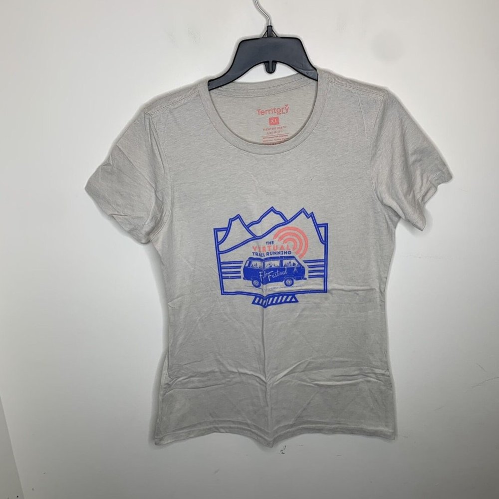 Territory Womens XL Grey/Blue The Virtual Trail Running Film Festival Shirt